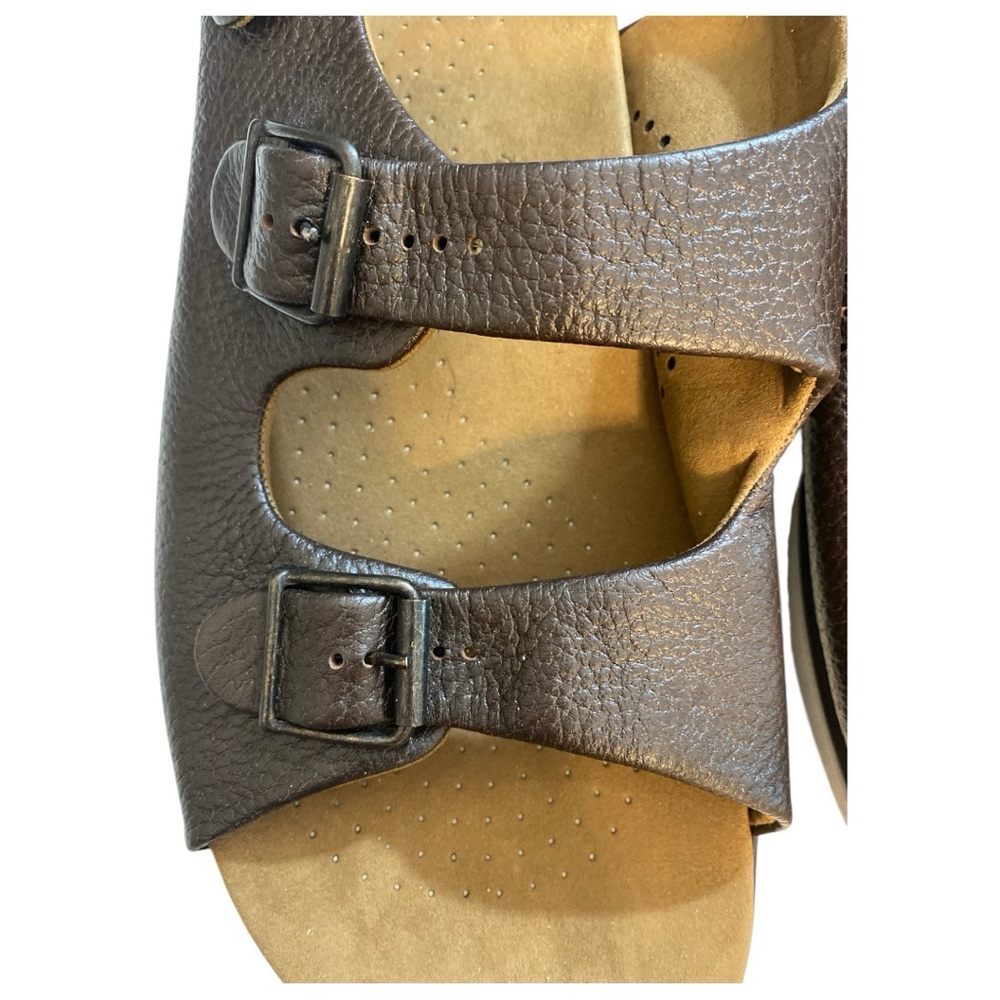 SAS Bravo Men's Comfort Sandals Size 13 Wide Brown Leather Triple Strap Orthotic - Picture 3 of 7